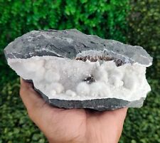 Natural Okenite with Gyrolite & Calcite in Geode Mineral Specimen #E24 picture