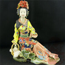Chinese Wucai Porcelain Pottery Xishi Classical beauty Lady Women Belle Statue picture