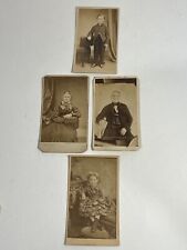 4 Antique Photos Child Post Mortem Or On Stand Tinted Cheeks, Elegant CDVs VTG picture