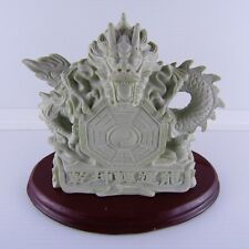 Vintage Chinese Pale Green Dragon Resin Figurine on Base 