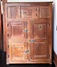 A Large Antique Oak Paneled Ice Box - Original Lined Interiors picture