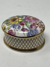 Vintage Ayshford Fine China Staffordshire Floral Gold Painted Trinket Pill Box  picture