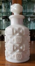 Antique Westmoreland White Milk Glass Ornate Quilt Vanity Dresser Perfume Bottle picture