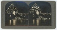 c1900's Real Photo Stereoview Festival Hall By Night LP Exposistion St. Louis MO picture