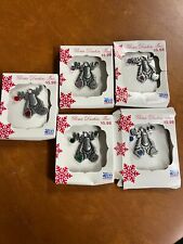 Lot of 5 Vintage Gloria Duchin Moose Christmas Birth Month Pewter Ornament picture