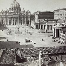 Antique 1897 St. Peter's Church Cathedral Rome Italy Stereoview Photo Card V3303 picture