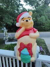Vintage 33” Disney Christmas Blow Mold Winnie The Pooh Santa’s Best Honey Pot picture