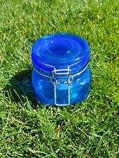 ×1 Cobalt blue Short Mason jar (Glass) 16.9 fl oz Clamp Lid & Seal /Pfaltzgraff picture