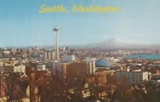 Sunset Mount Rainier Queen Anne Hill Seattle WA Posted Vintage Chrome Post Card picture