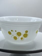 Vintage Federal Glass 7” Yellow Atomic Dots Milk Glass Mixing Bowl  picture