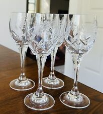4 Vintage Bohemia Crystal Henry Marchant Wine Glasses Crystal Cut Design 7.5” picture