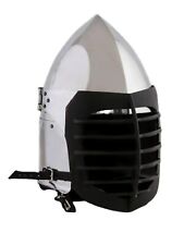 Custom SCA HMB 16 Gauge Steel Medieval Combat Bascinet Helmet Bar Visor Armor picture