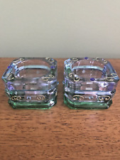 OT OF TWO PARTYLITE MARTI GRAS TEALIGHT CANDLE HOLDERS GLASS VINTAGE RETIRED picture