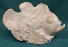 Vintage Hand Carved Stone Fish Sculpture Statue Figure  picture