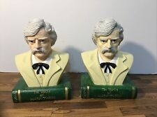 Rare Papel Freelance Mark Twain Bust Bookends. Hand painted Cool Look, Classy picture