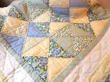 Quilt - 80 Sq. - Queen - Blue, Yellow & Green Floral w Blue Trim & 2 Shams picture