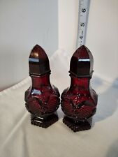 Avon Cape Cod 1867 Red Glass Salt & Pepper Shakers picture