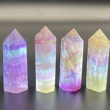 70g Natural Rainbow Fluorite Crystal Quartz Obelisk Tower Point Reiki Healing1pc picture