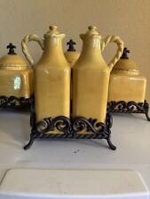 Artimino Tuscan Countryside Yellow Vinegar and Oil Set with lids & Metal Stand picture