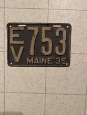 1935 Maine License Plate 100% Original-Low Number #EV753 picture