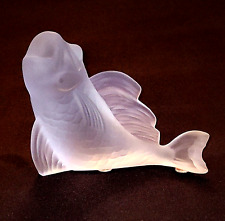 BACCARAT FISH FROSTED Lead Crystal Figurine Paperweight-Signed RETIRED picture