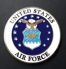 USAF US AIR FORCE EMBLEM LARGE METAL ENAMEL MOUNTABLE MEDALLION 4 INCHES picture