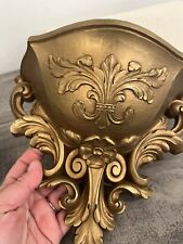 Vintage 70's Mid Century Homco Plastic Gold Wall Pocket Planter French Regency picture