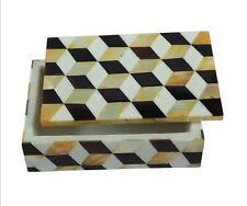 Handmade Trinket Box for Table Decor Rectangle White Marble Marble Jewelry Box picture