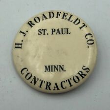 Vintage H.J. Roadfeldt Company Contractors St Paul MN ID Badge Pinback Pin   H2  picture