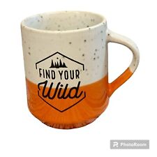Caribou Coffee 14oz. Orange White Find Your Wild Coffee Tea Cup Mug  picture