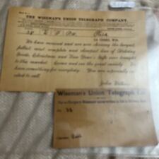 Antique Wiseman's Union Telegraph Company Message & Envelope - Store Advertising picture