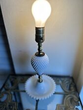 Vintage White Hobnail Milk Glass Electric Table/Boudoir Lamp - No Shade- WORKS picture