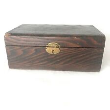 Antique Oak Tin Lined Cigar Box Humidor Stash Valet Box picture