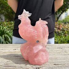 5.4LB 8.2'' Hand Carved Natural Rose Quartz Cock Sculpture Healing Crystal picture