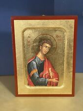 Saint Thomas the Apostle -GREEK WOODEN ICON, CARVED WITH GOLD LEAVES 6x8 inch picture