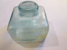 INKWELL GLASS INK ANTIQUE BOTTLE # 8 GREEN TONE CARTERS  USA GREAT SHAPE picture