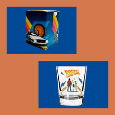 MOVIE Back to the Future,  Set of 4 SHOT GLASSES/Matching Gift Boxes picture
