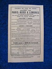Original 1909 Chemin De Fer Du Nord Paris to London & Berlin Timetable Brochure picture