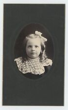 Antique Circa 1900s Cabinet Card Beautiful Young Girl Sweet Eyes Bow In Hair picture