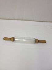 VTG Clear Glass Rolling Pin-Use W/ Water, Ice Chilled-1920s-30s Wooden Handles picture