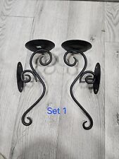 PartyLite P7776 Black Wrought Iron Hearthside Sconce Pair  picture
