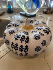 VTG  Blue & White Pumpkin Porcelain Ceramic picture