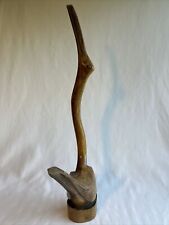 Vintage Sculpture Wood Hand Carved Heron Crane Figurine Water Bird 20