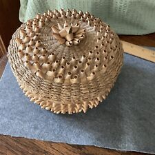 Basket MAINE Fancy  porcupine weave Maine 1940-1960 Passamaquoddy  Grass Ash picture