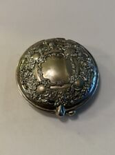 Vintage Victorian Ornate Silver Makeup Powder Beauty Compact picture