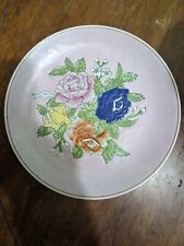 TOYO HandPainted Decorative Plate Embossed Plate  Rose Design 10 1/4”   Ceramic. picture