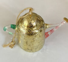 GLITTERVILLE GOLD FOIL GILDED WATERING CAN GARDENING GREEN HANDLE RED SPOUT NEW picture