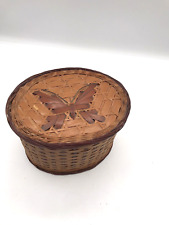 Vintage Weaved Butterfly Basket - BoHo- Farmhouse - Trinkets -Tea Bags - picture