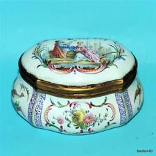 FABULOUS ANTIQUE FRENCH EARLY 19THC PORCELAIN SNUFF BOX ROMANTIC SENERY picture