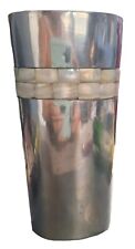 Silver Toned Aluminum Vase Mother Of Peal Inlay VTG  picture